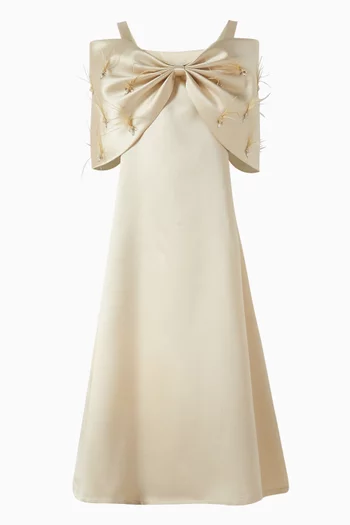 Feather-embellished Bow Dress