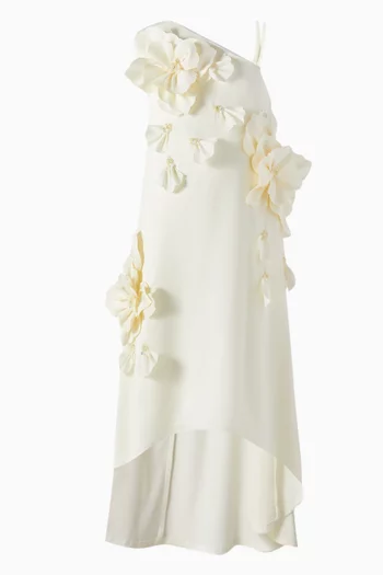 Floral Applique Asymmetrical Dress
