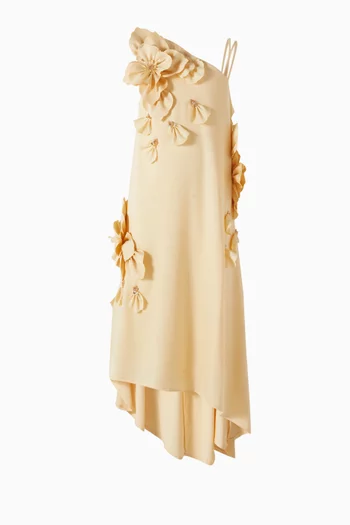 Floral Applique Asymmetrical Dress