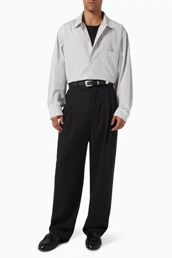 Striped Pyjama Shirt in Cotton-poplin