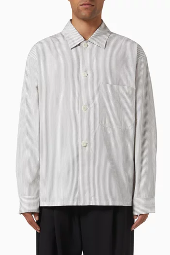 Striped Pyjama Shirt in Cotton-poplin