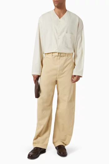 V-neck Shirt in Cotton-poplin