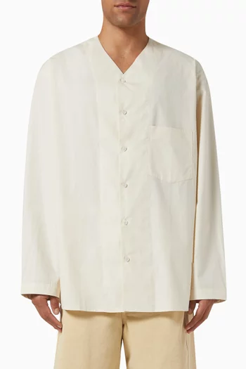 V-neck Shirt in Cotton-poplin