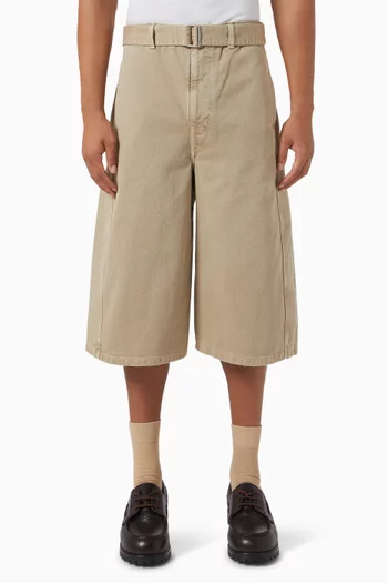 Twisted Belted Shorts in Denim