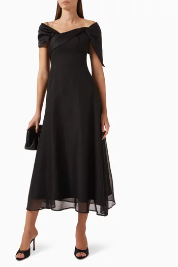 Crystal Off-shoulder Midi Dress