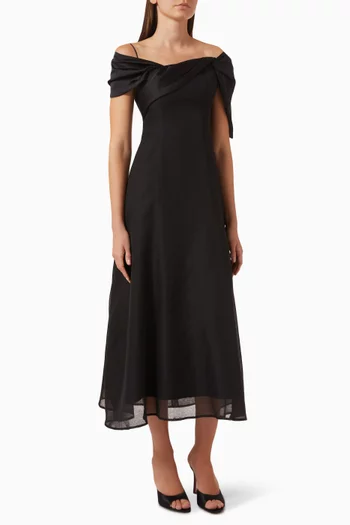 Crystal Off-shoulder Midi Dress