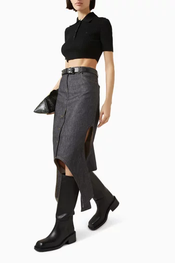 Cropped Polo T-shirt in Knit