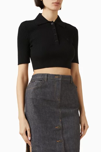Cropped Polo T-shirt in Knit