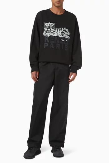 Happy Tiger Embroidered Sweatshirt in Cotton