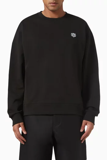 Happy Tiger Embroidered Sweatshirt in Cotton