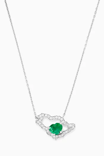 Saudi Map Diamond Necklace in 18kt White Gold