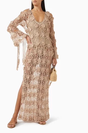 Luna Kaftan Dress in Crochet