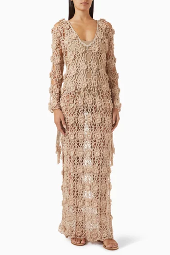 Luna Kaftan Dress in Crochet