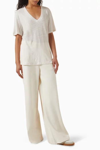 V-neck T-shirt in Linen