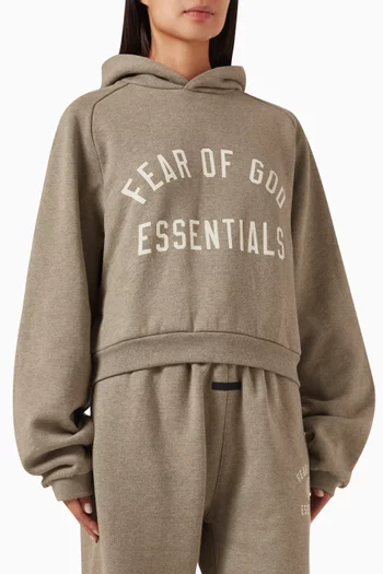 Logo Cropped Hoodie in Fleece