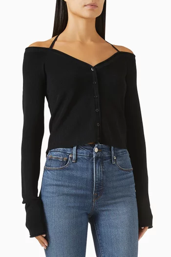 Rib-knit Off-shoulder Top