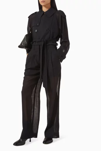 Crop Trench Coat in Wool Blend