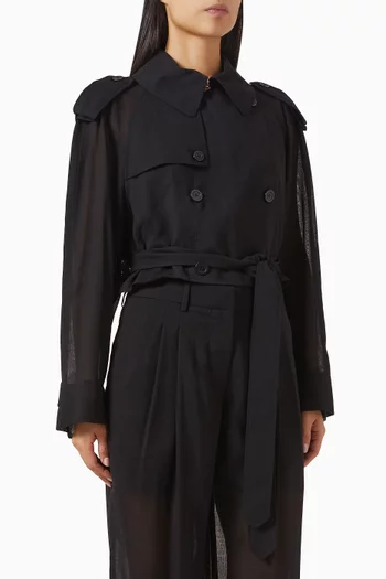Crop Trench Coat in Wool Blend