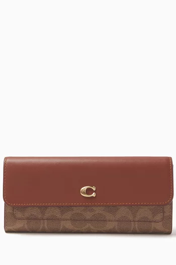 Mila Long Flap Wallet in Signature Canvas