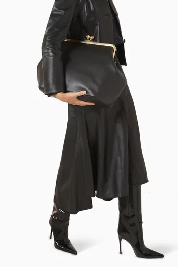 Large Kisslock Frame Bag in Leather