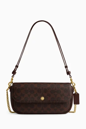 حقيبة كتف بروك بغطاء قلاب قنب بشعار الماركة