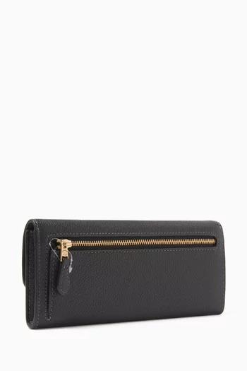 Mila Long Flap Wallet in Polished Leather