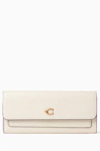 Mila Long Flap Wallet in Polished Leather