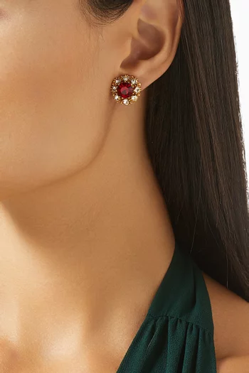 1980s Rediscovered Vintage Ruby Red Crystal Clip-on Earrings