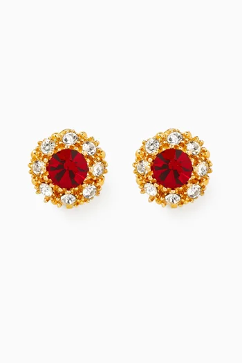 1980s Rediscovered Vintage Ruby Red Crystal Clip-on Earrings