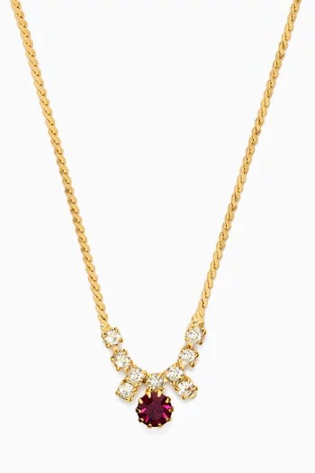 1980s Rediscovered Vintage Single Crystal Snake Chain Necklace