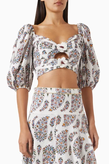 Rosa Crop Bustier Top in Linen