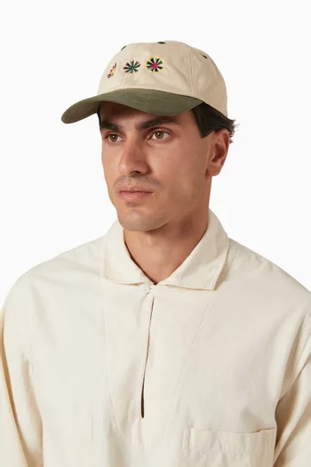 Kantha Suns Embroidered Baseball Cap in Canvas