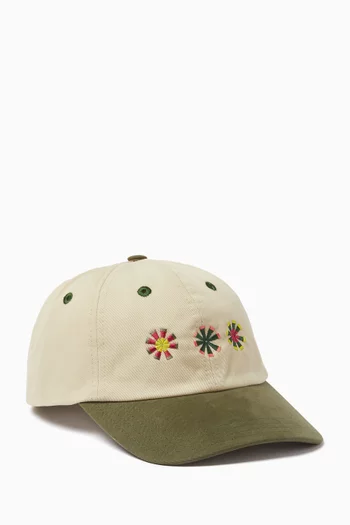 Kantha Suns Embroidered Baseball Cap in Canvas