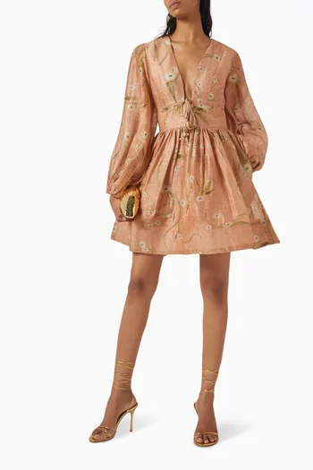 Illuminate Drawn Mini Dress in Linen Blend