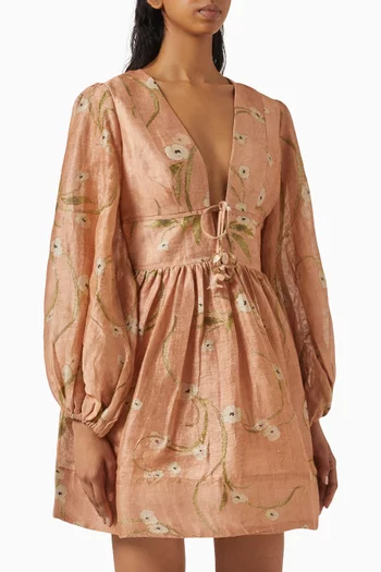Illuminate Drawn Mini Dress in Linen Blend