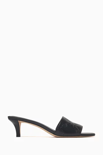 Merriam 50 Mule Sandals in Monogram-embossed Leather