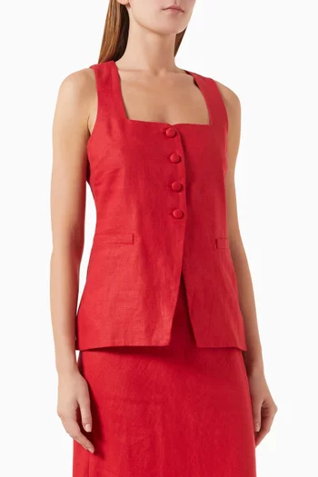 Jackie Vest Top in Linen