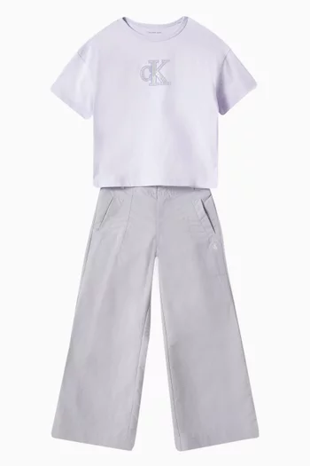 Wide-leg Parachute Pants in Woven-fabric