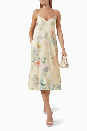 illuminate Picnic Midi Dress in Silk-linen