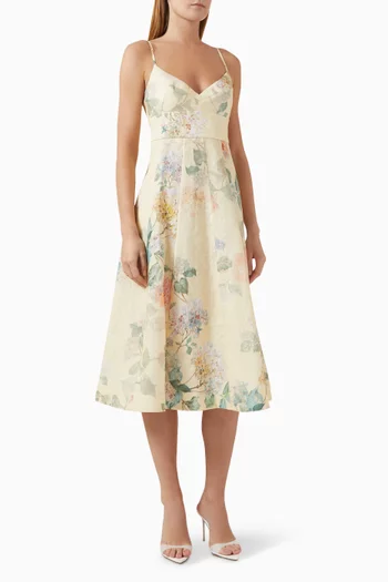 illuminate Picnic Midi Dress in Silk-linen