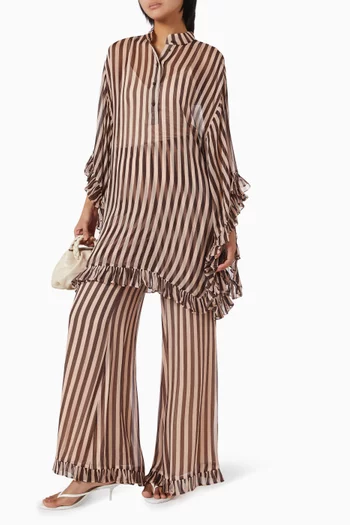Balance Ruffle Flared Pants in Viscose