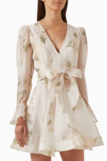 Balance Tie-waist Mini Dress in Linen Blend