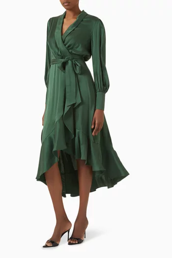 Wrap Midi Dress in Silk