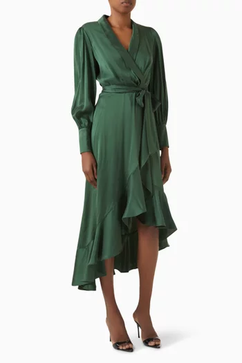 Wrap Midi Dress in Silk