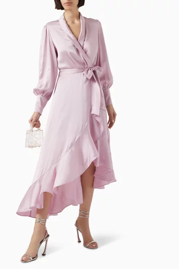 Wrap Midi Dress in Silk