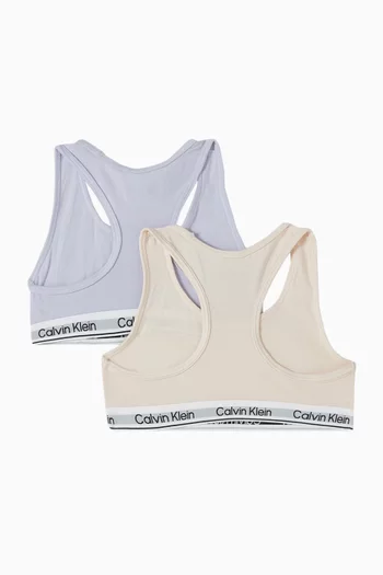 طقم حمالات صدر بشريط بشعار الماركة، قطعتان