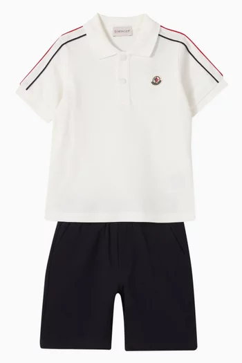 Logo Polo & Shorts Set in Cotton
