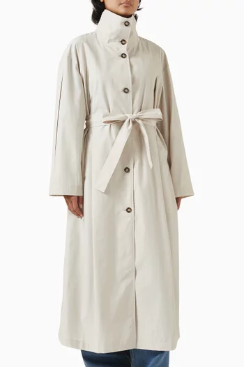Relaxed-fit Belted Coat in Cotton-blend