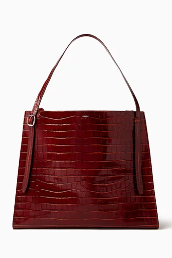 Belt Tote Bag in Croc-embossed Leather