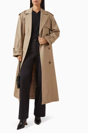 Oversized Trench Coat in Cotton Gabardine